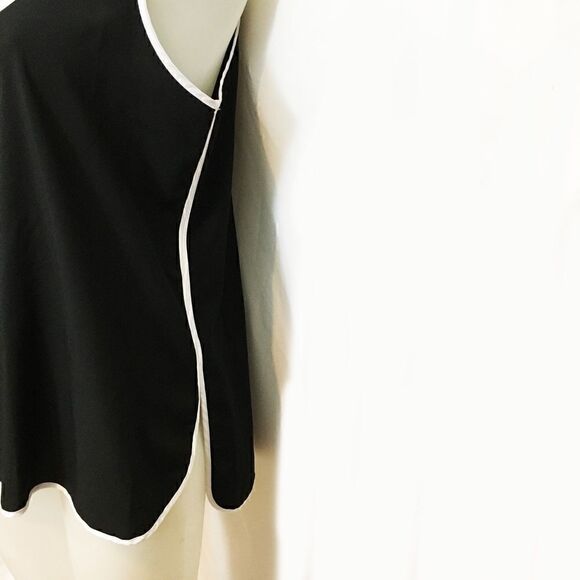 Black Hi Low Tank Top White Trim - Picture 3 of 8